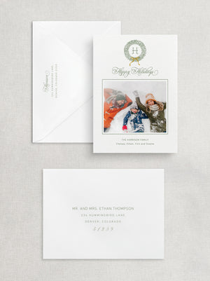 
                  
                    Load image into Gallery viewer, Wreath Christmas Photo Card
                  
                